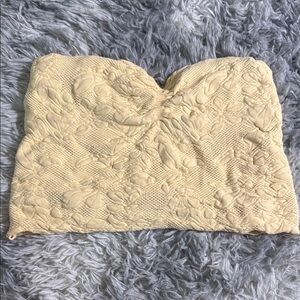 Yellow Lace Strapless Top